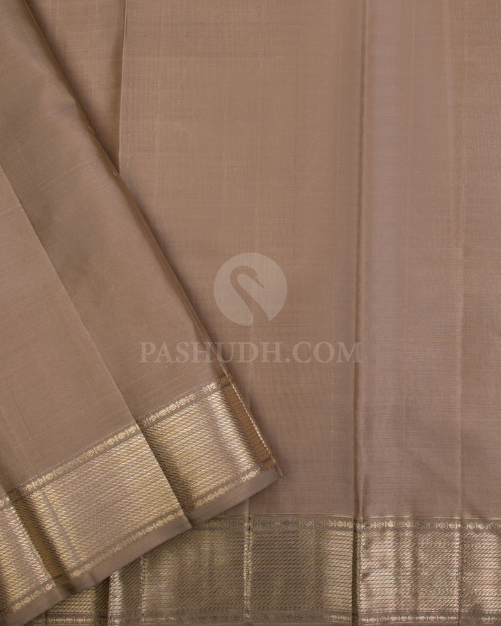 Lavender and Khaki Kanjivaram Silk Saree - DJ283(B) - View 2