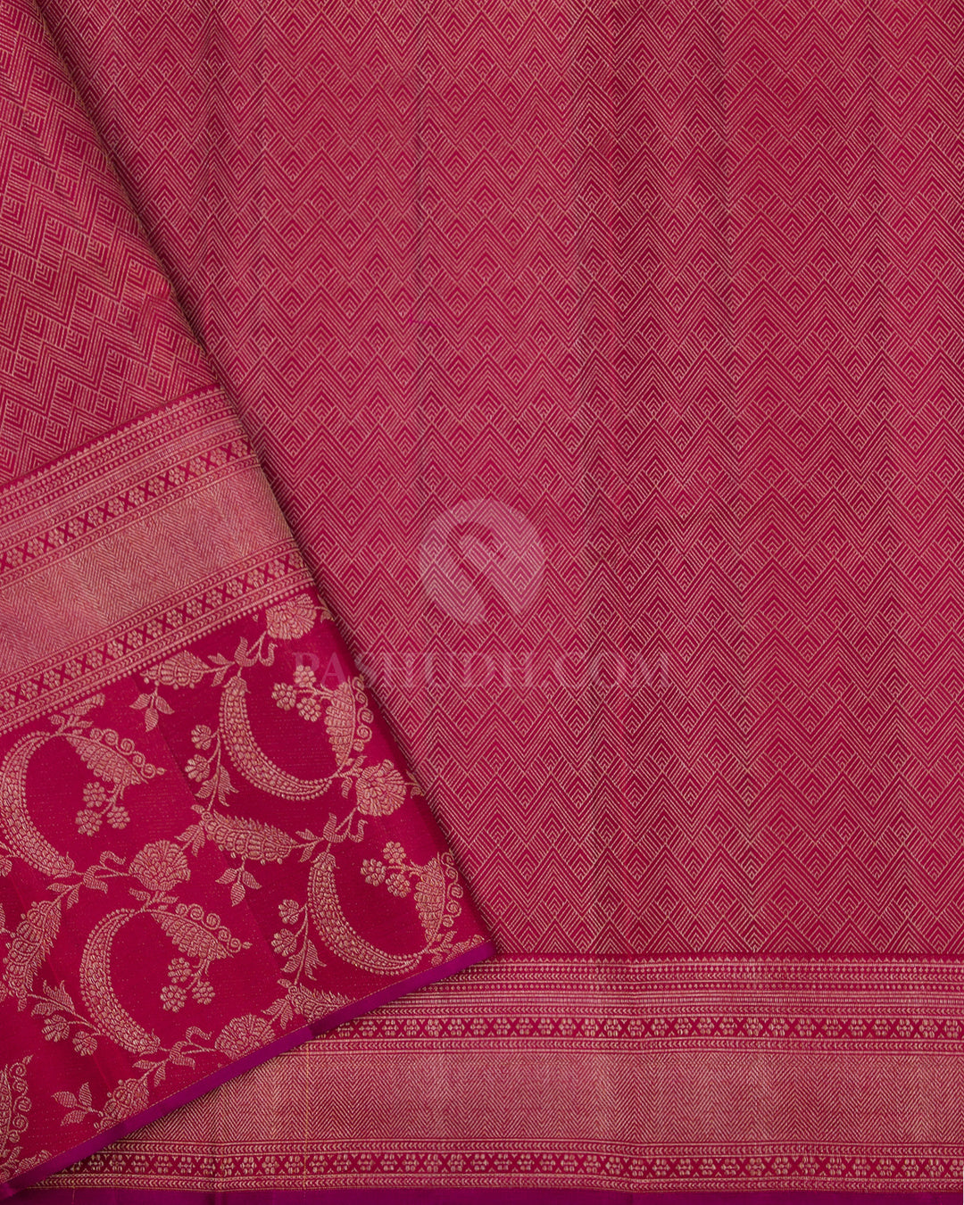 Golden Yellow & Brick Red Kanjivaram Silk Saree - DJ234