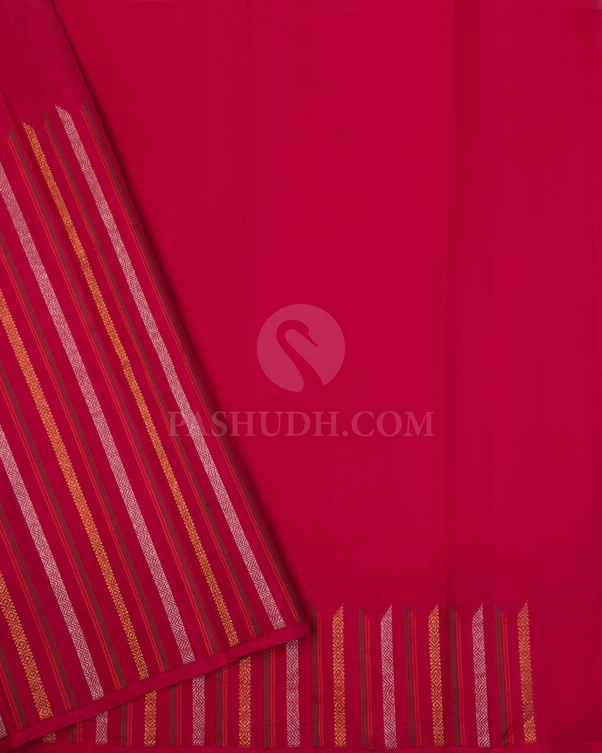 Black & Red Kanjivaram Silk Saree - S1057(A) - View 3