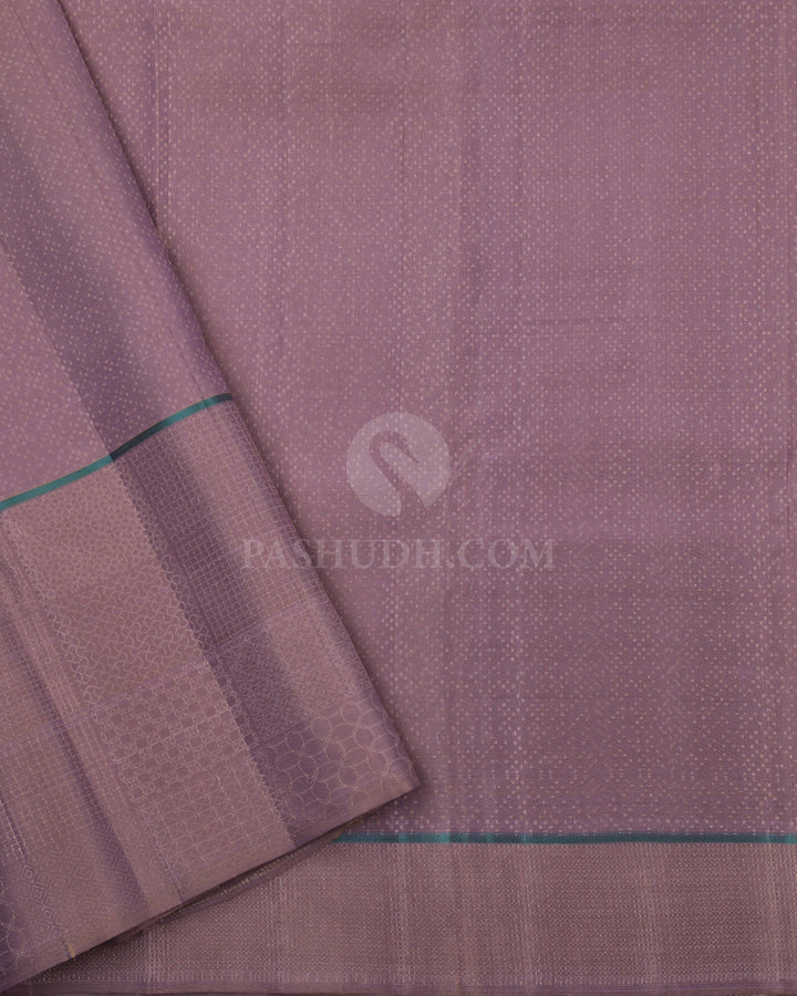 Light Purple and Light Brown Kanjivaram Silk Saree - DJ199 -View 3