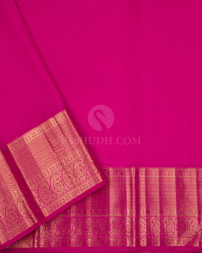 Gold & Pink Zari Kanjivaram Silk Saree - S824 - View 4