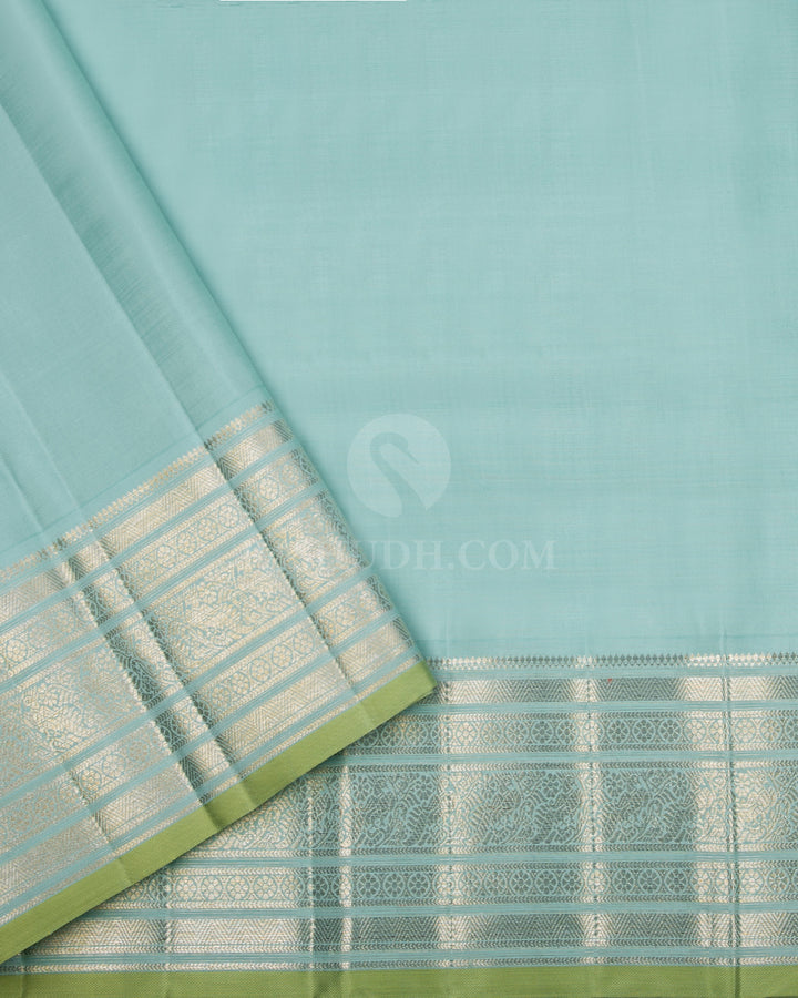 Royal Blue & Pale Sky Blue Kanjivaram Silk Saree - S864  - View 4