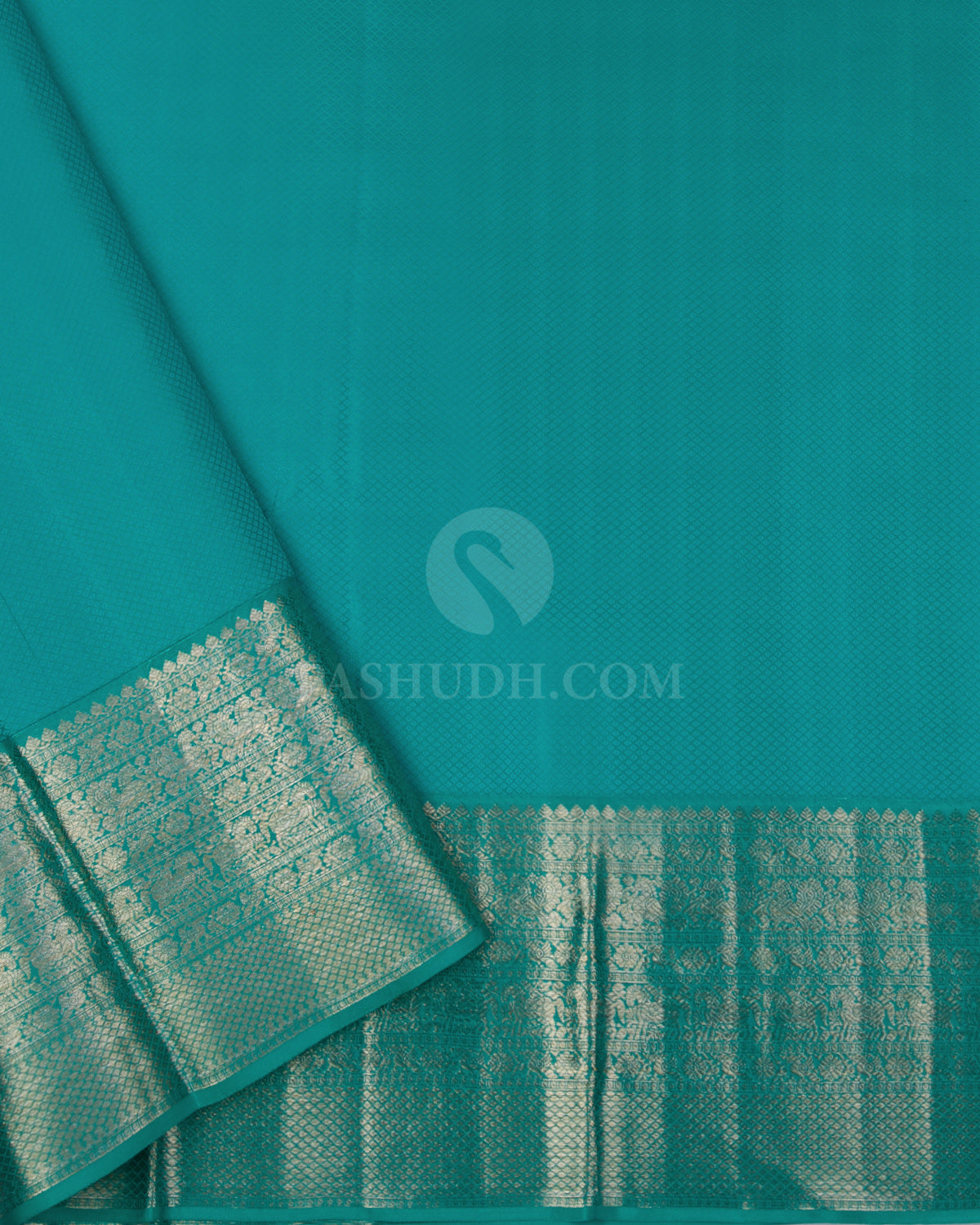 Teal Green and Anandha Blue Kanjivaram Silk Saree - D461 - View 2