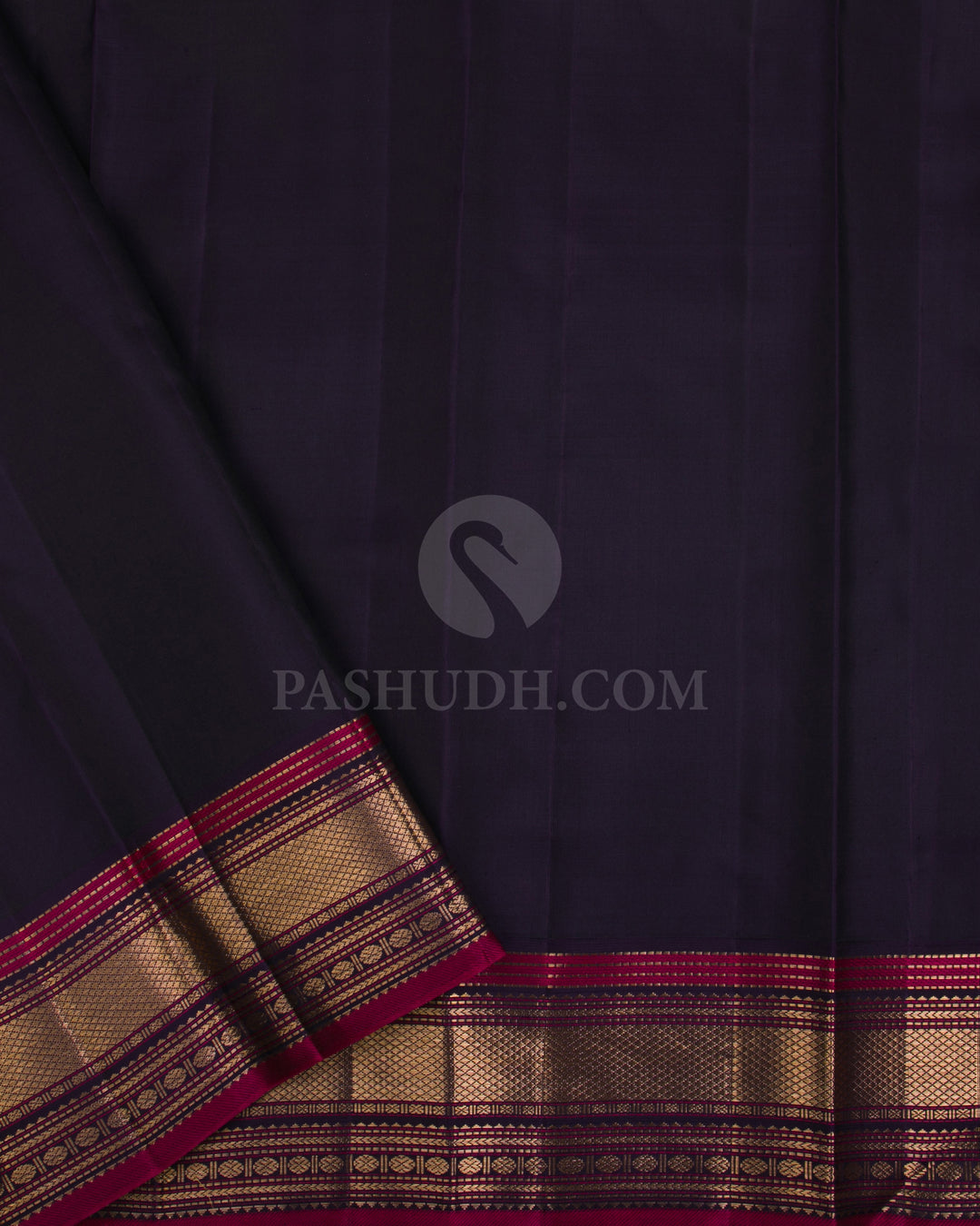 Dark Green & Purple Kanjivaram Silk Saree - S1094(A) - View 3