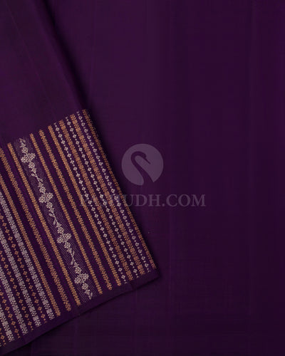 Lavender & Aubergine Kanjivaram Silk Saree - S1030(B) - View 3