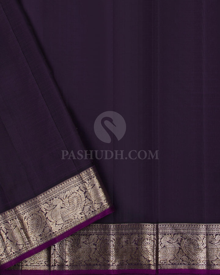 Light Teal & Purple Kanjivaram Silk Saree - S1144(A) - View 3
