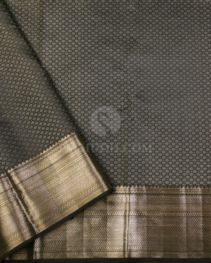 Mehendi Green and Taupe Brown Kanjivaram Silk Saree - D516(B) - View 2