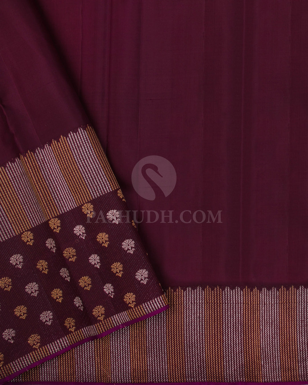 Yellow and Wine Kanjivaram Silk Saree - S1117(A)