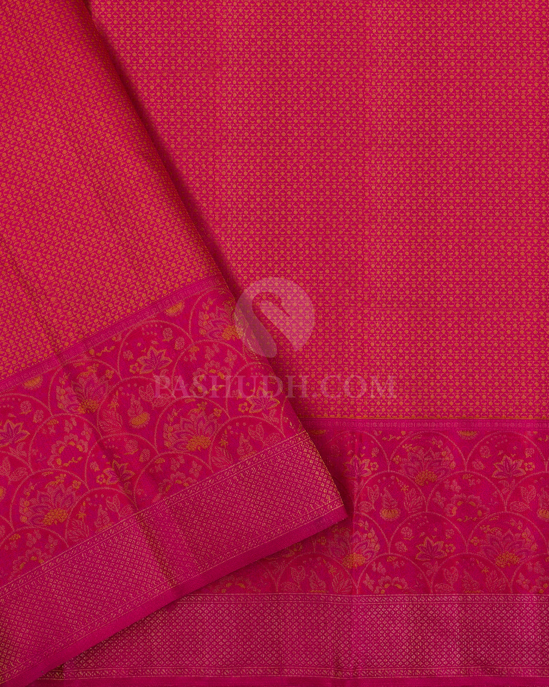 Orange Shot Pink And Rani Pink Kanjivaram Silk Saree - D526(C) - View 2