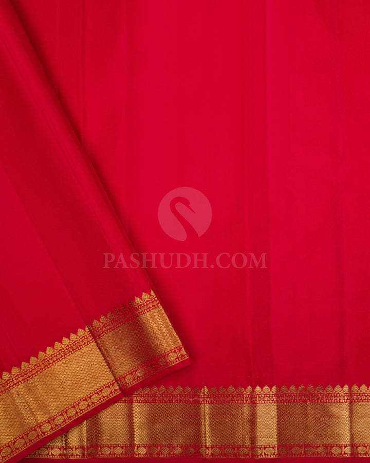 Red Pure Zari Kanjivaram Silk Saree - P146(A) - View 3