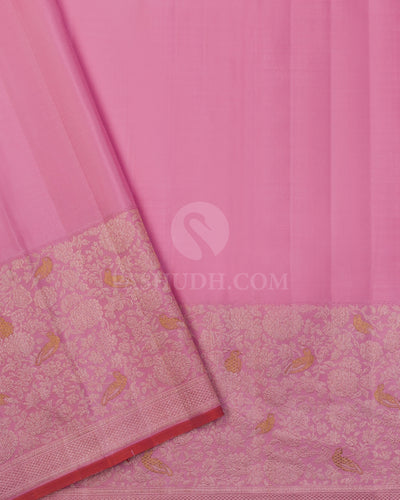 Bright Yellow & Baby Pink Kanjivaram Silk Saree - S1059(A) - View 3