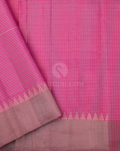 Chocolate and Pink Zari Kanjivaram Silk Saree - S780- View 4