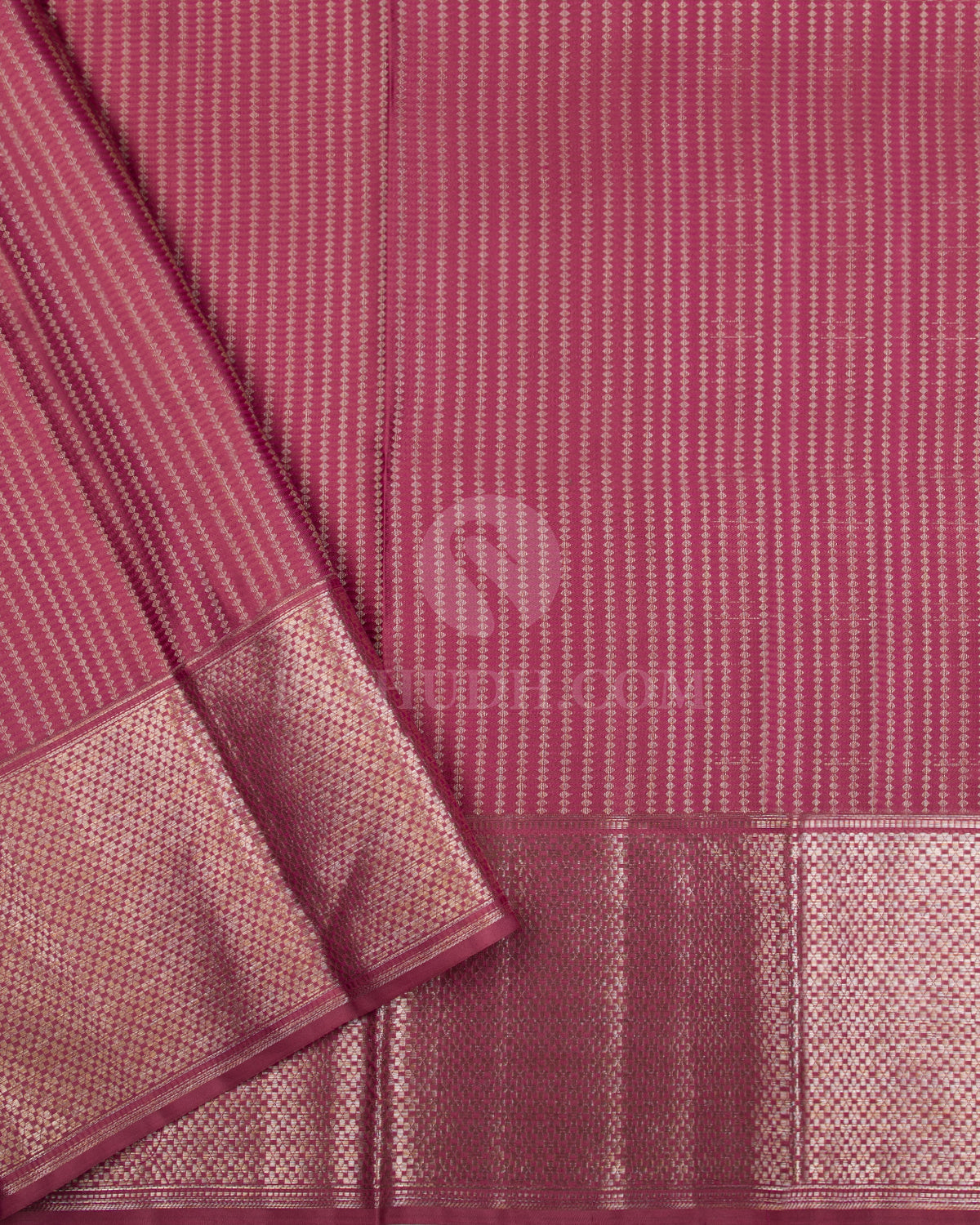 Lavender Rose & Rouge Pink Kanjivaram Silk Saree - D529(A) - View 2