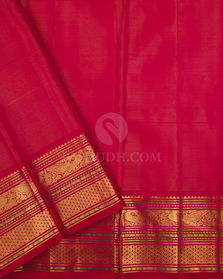 Lavender & Red Kanjivaram Silk Saree - D13 - View 2