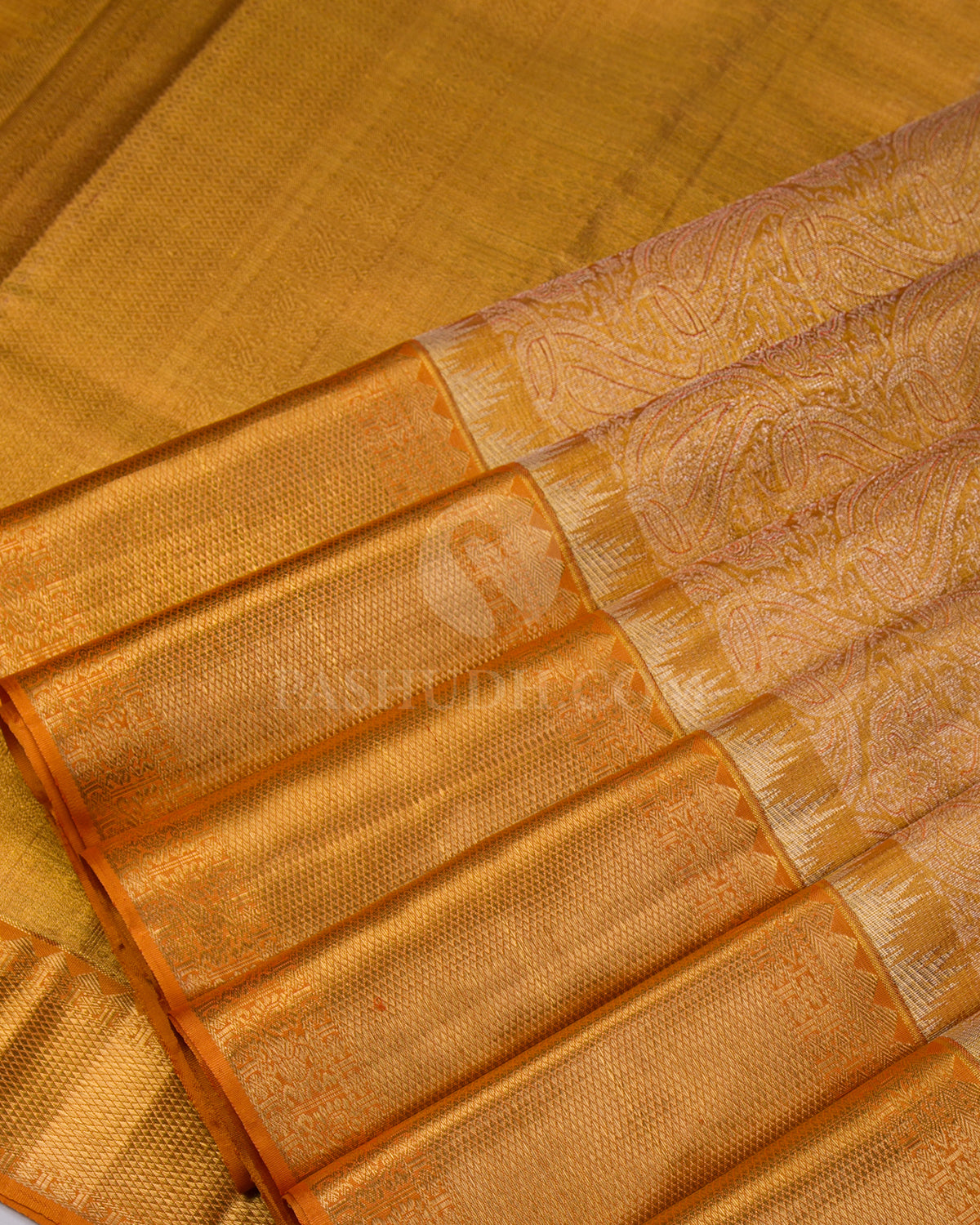 Golden Orange Tissue Kanjivaram Silk Saree - S986  - View 4
