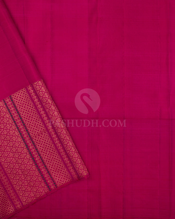 Peach & Rani Pink Kanjivaram Silk Saree- S1098(A) - View 3