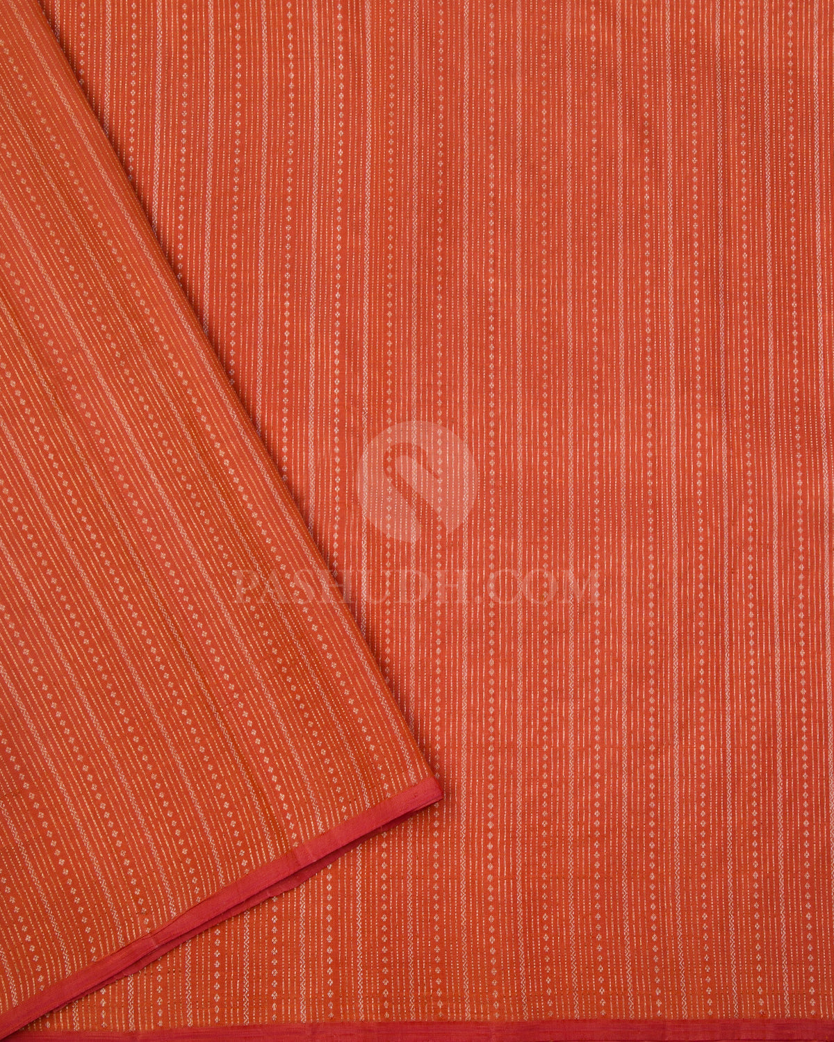Flaxen Yellow & Rust Orange Organza Kanjivaram Silk Saree - S1025(A) - View 3