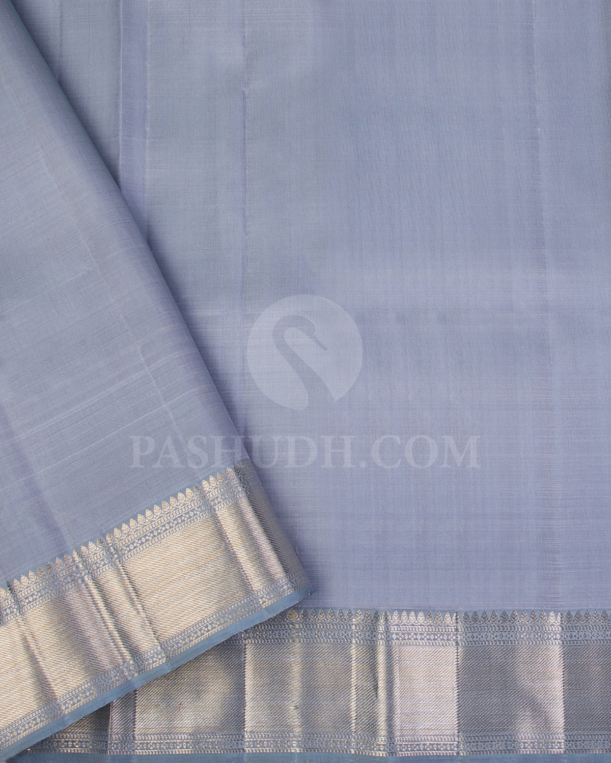 Grey Organza kanjivaram Silk Saree - S1175(B) - View 3