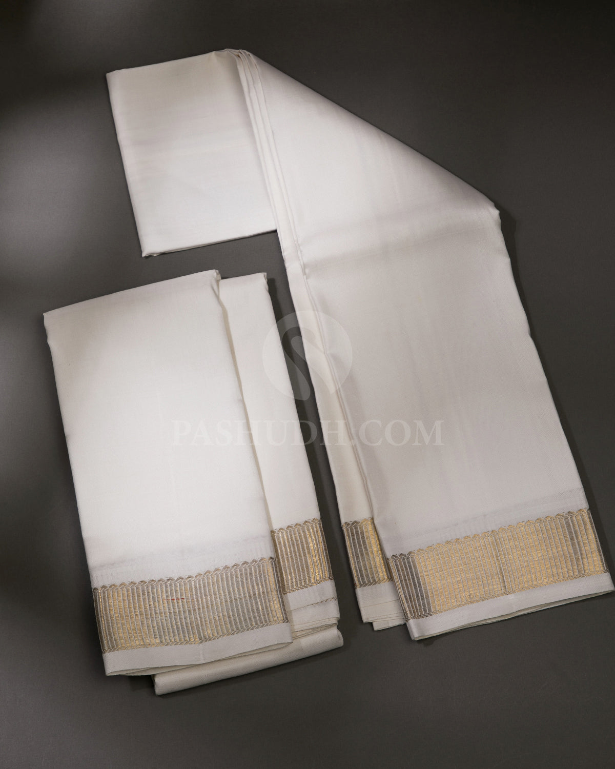 Cream Pure Silk Dhoti and Angavastra - V3