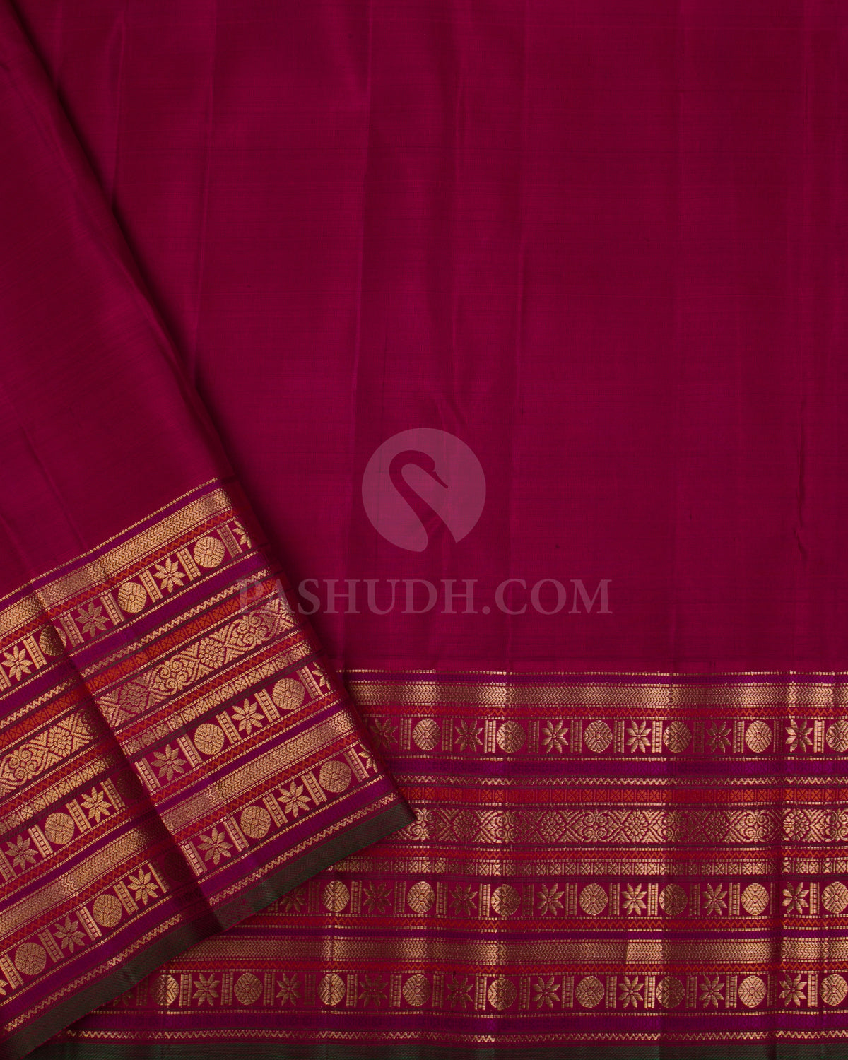 Wine & Maroon Kanjivaram Silk Saree - S1062(A)