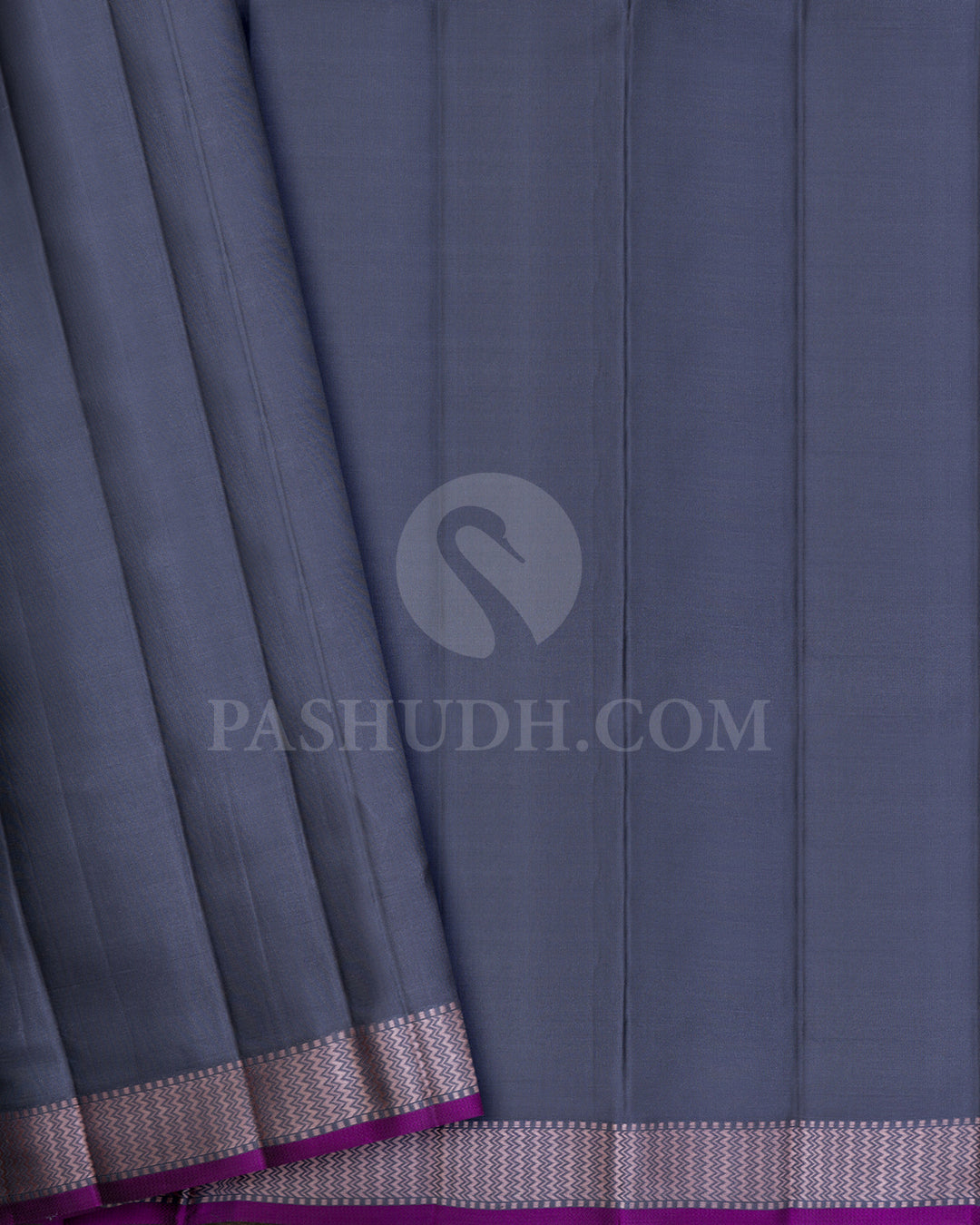 Steel Grey,Peach With Iron Grey Kanjivaram Silk Saree-DJ445(A)
