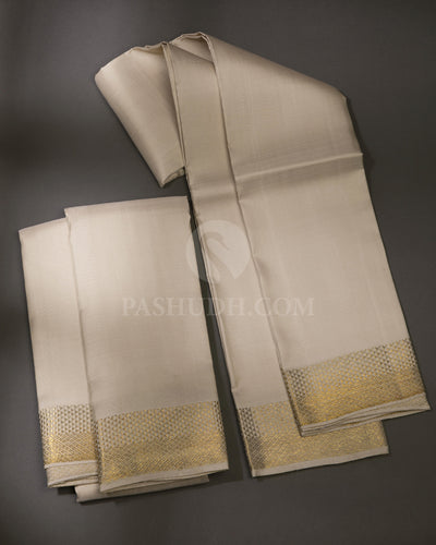 Cream Pure Silk Dhoti and Angavastra - V1