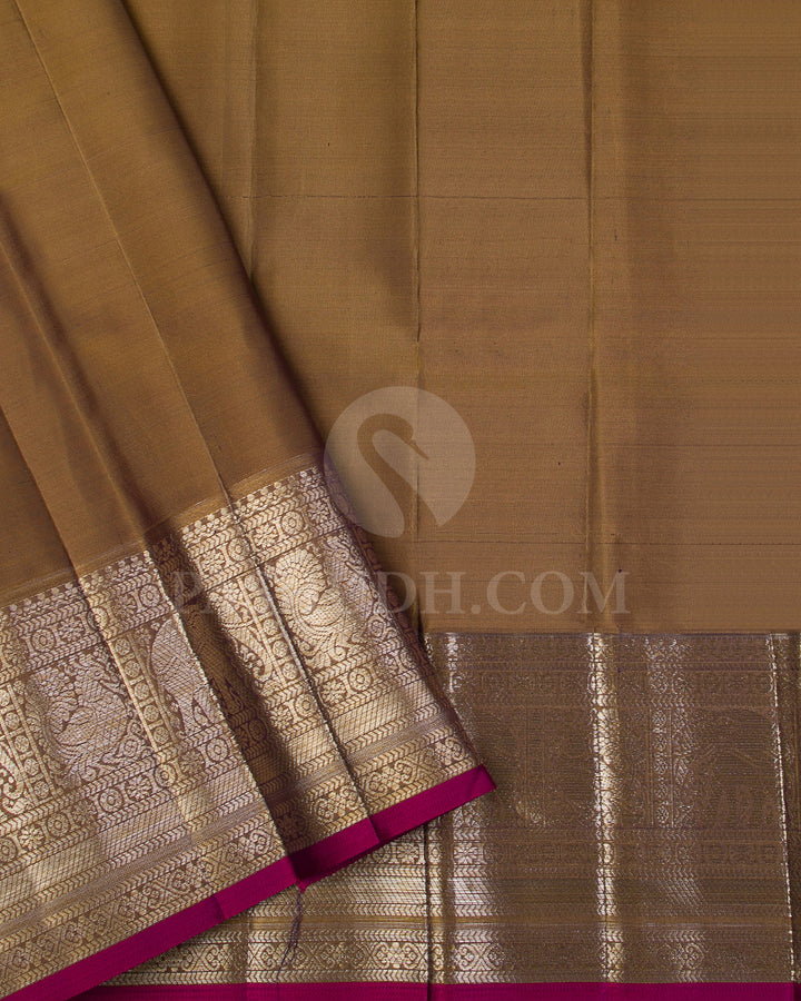 Dark Violet and Brown Kanjivaram Silk Saree  - DJ273(D)