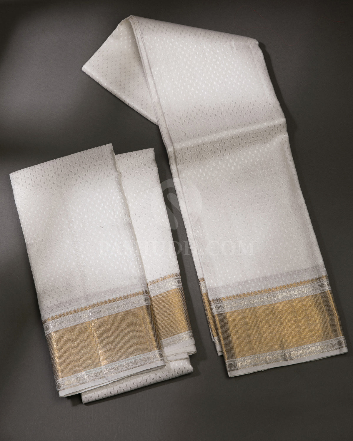 Cream Pure Silk Dhoti and Angavastra - V2