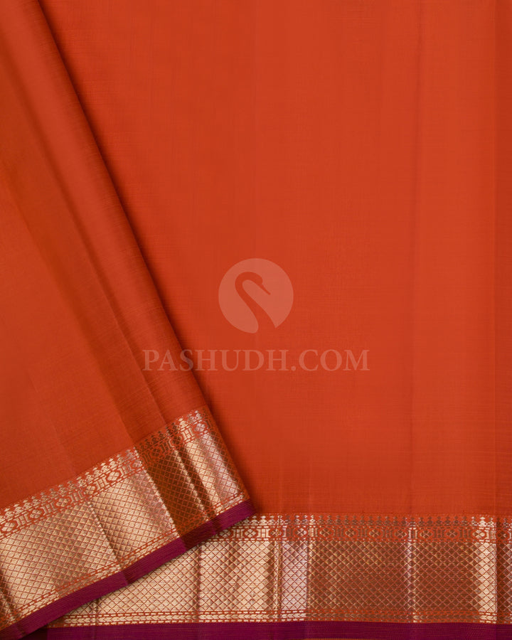 Fire Orange Kanjivaram Silk Saree - S1023(A)