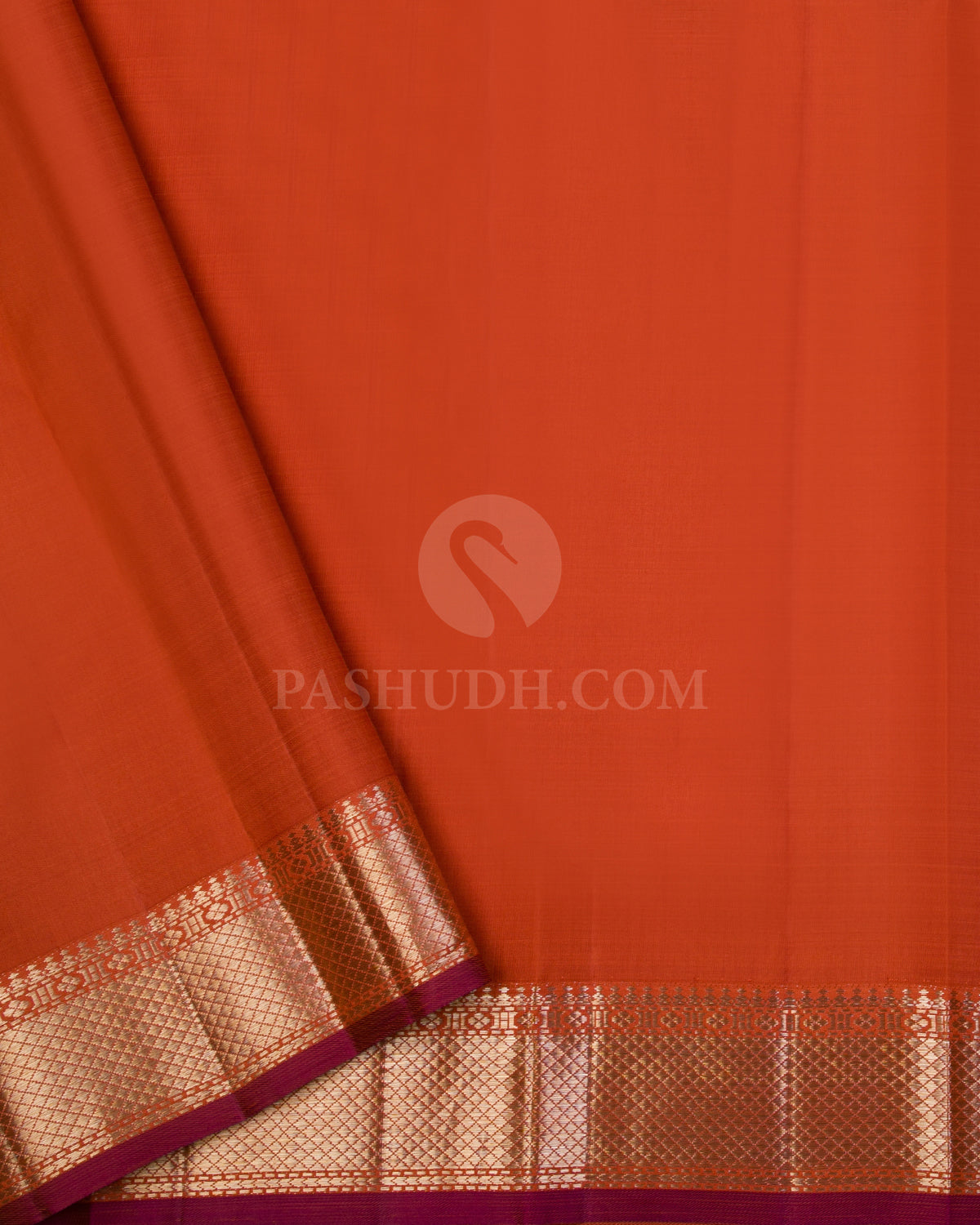 Fire Orange Kanjivaram Silk Saree - S1023(A)