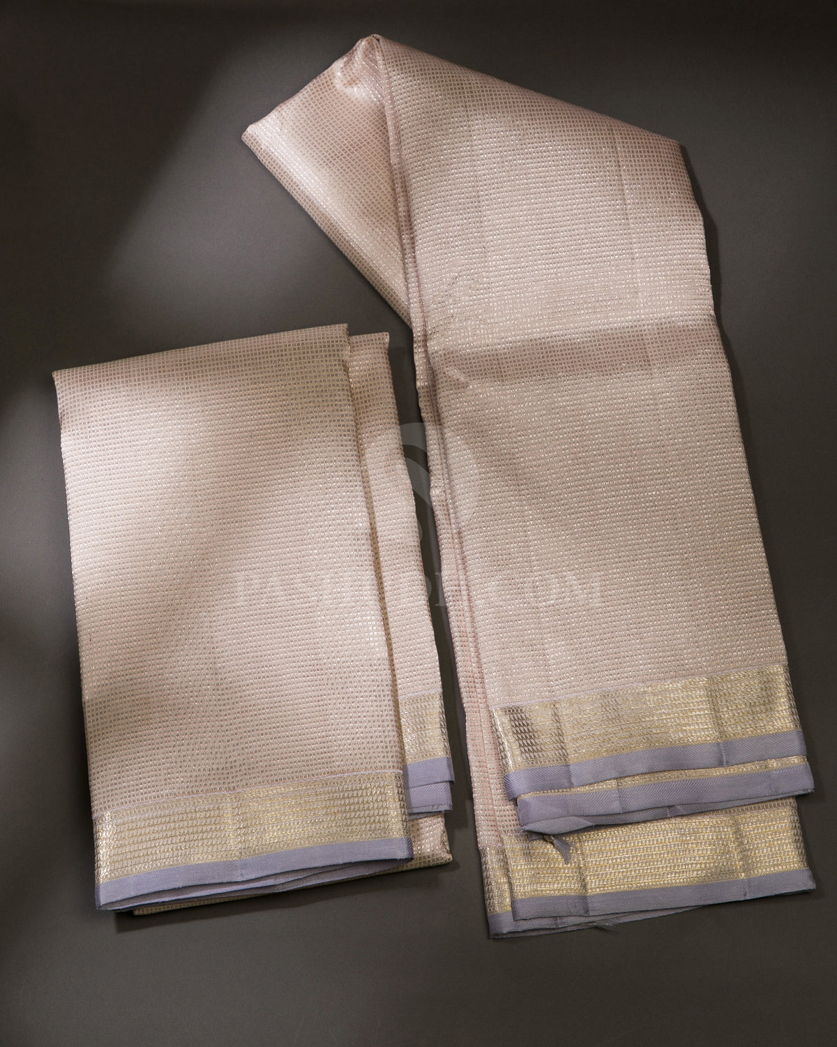 Cream Pure Silk Dhoti and Angavastra - V4