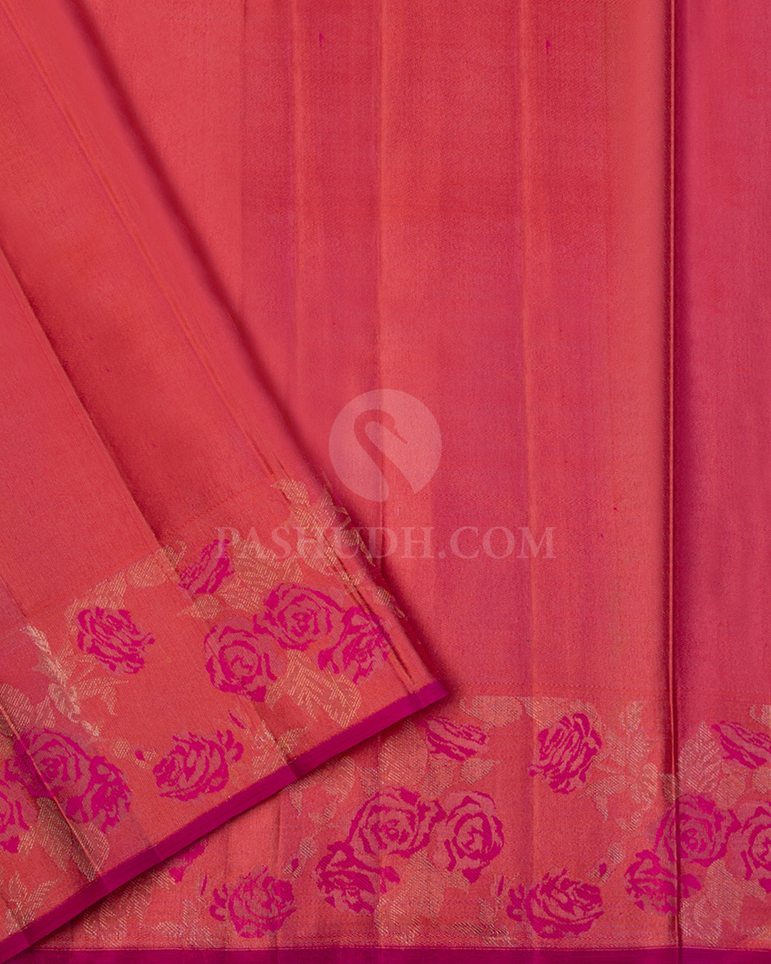 Coral Shade Kanjivaram Silk Saree - DJ274(A) - View 2