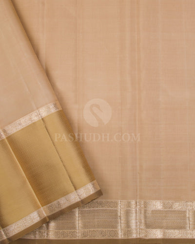 Aubergine & Beige Kanjivaram Silk Saree - S1125(A) - View 3