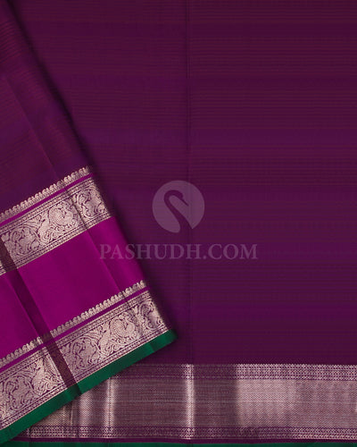 Silver Grey And Violet Kora Kanjivaram Silk Saree - S1149(A) - View 3
