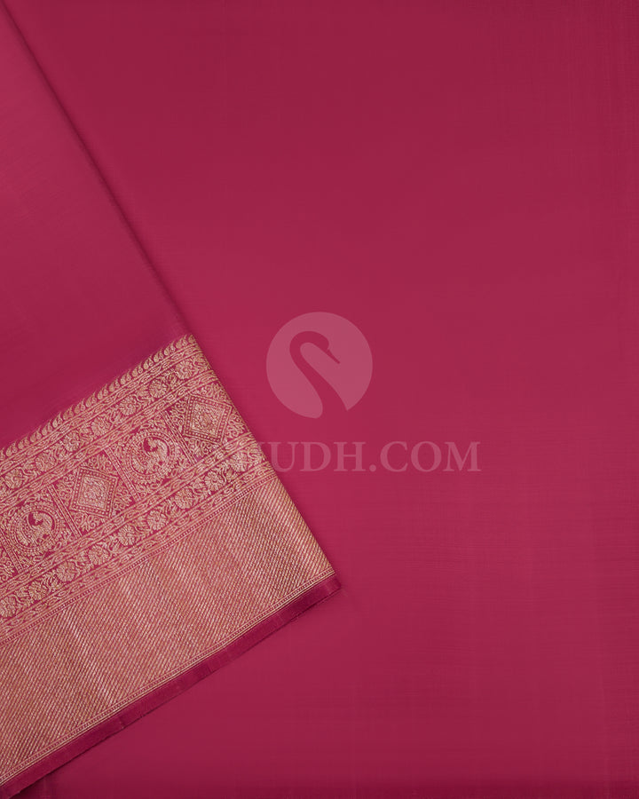 Golden Pink Organza Weave Kanjivaram Silk Saree - S714- View 4