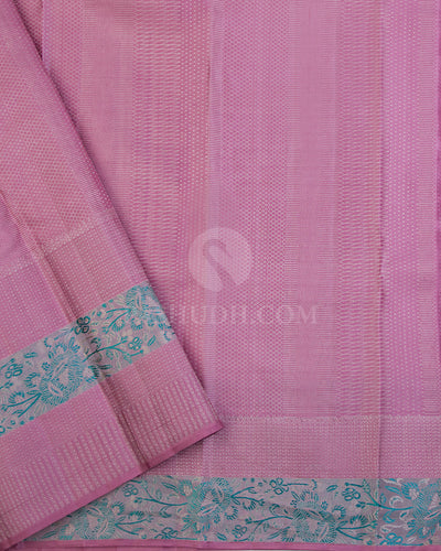 Pink & Green Kanjivaram Silk Saree - DT222 - View 2