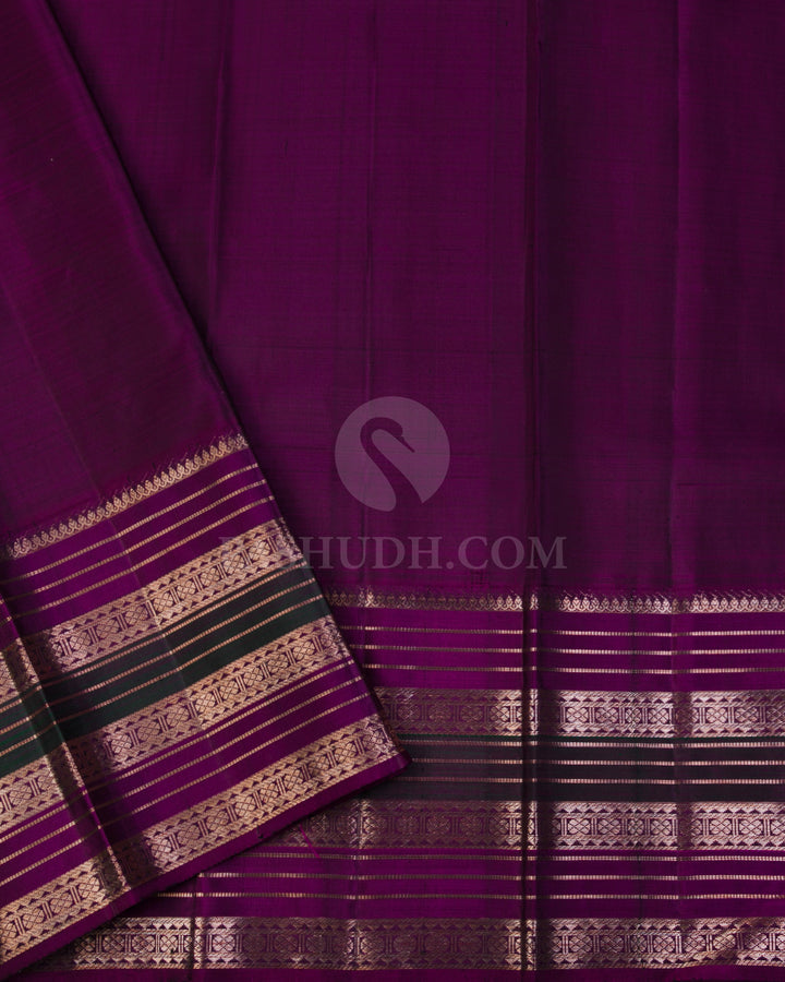 Sky Blue & Violet Kanjivaram Silk Saree - S965 - View 3
