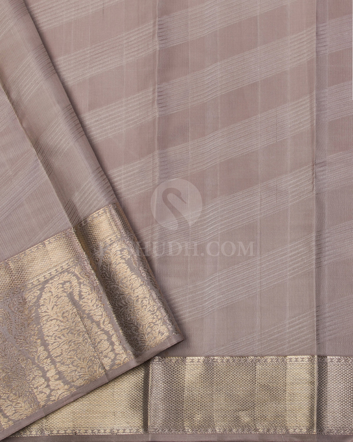 Anandha Blue & Greige Kanjivaram Silk Saree - DT245(A) - View 2