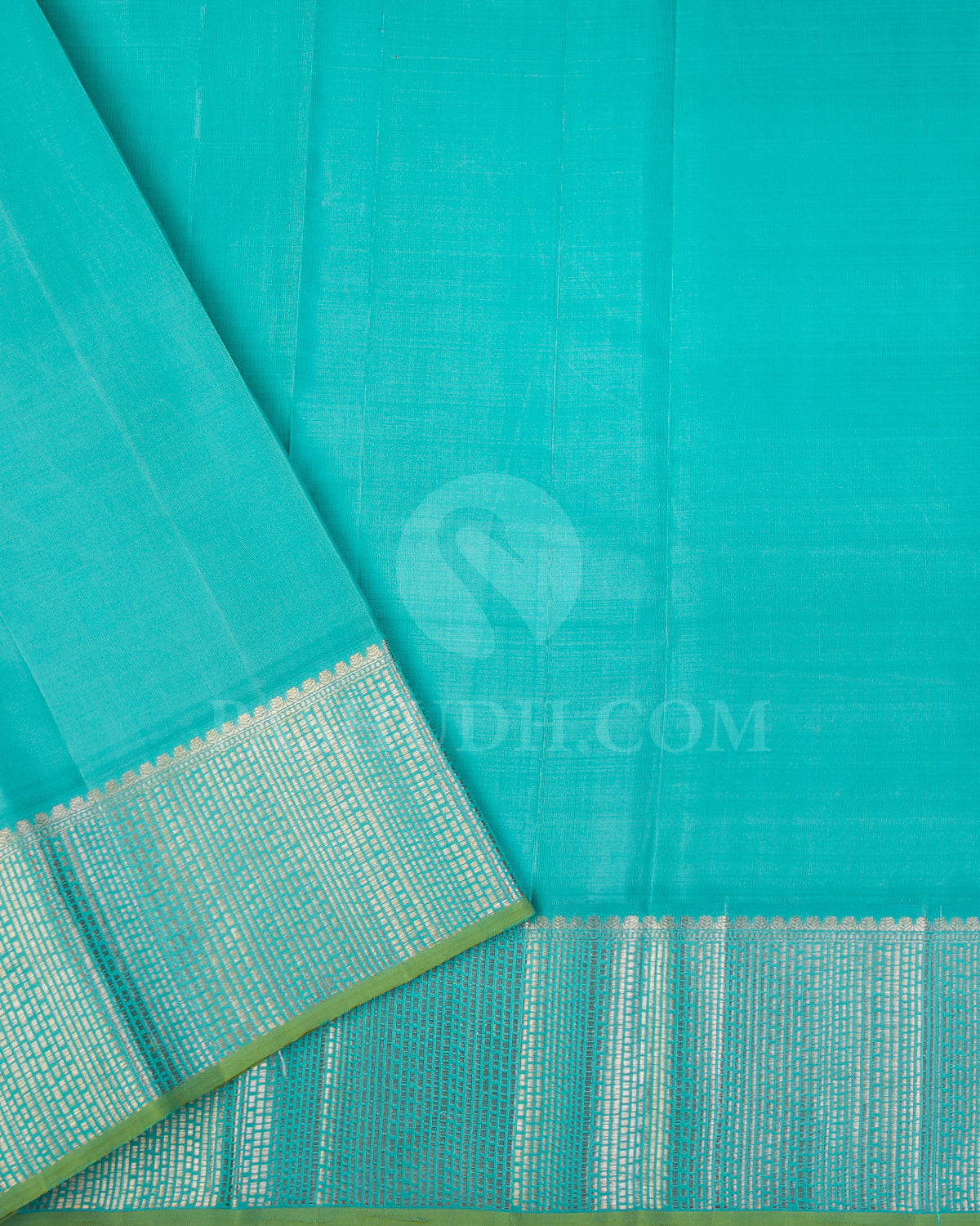 Mustard Yellow And Turquoise Blue Kanjivaram Silk Saree - S1153(B) - View 3