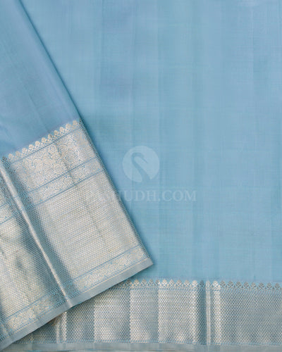 Teal Green & Powder Blue Kanjivaram Silk Saree - S889 - View 4