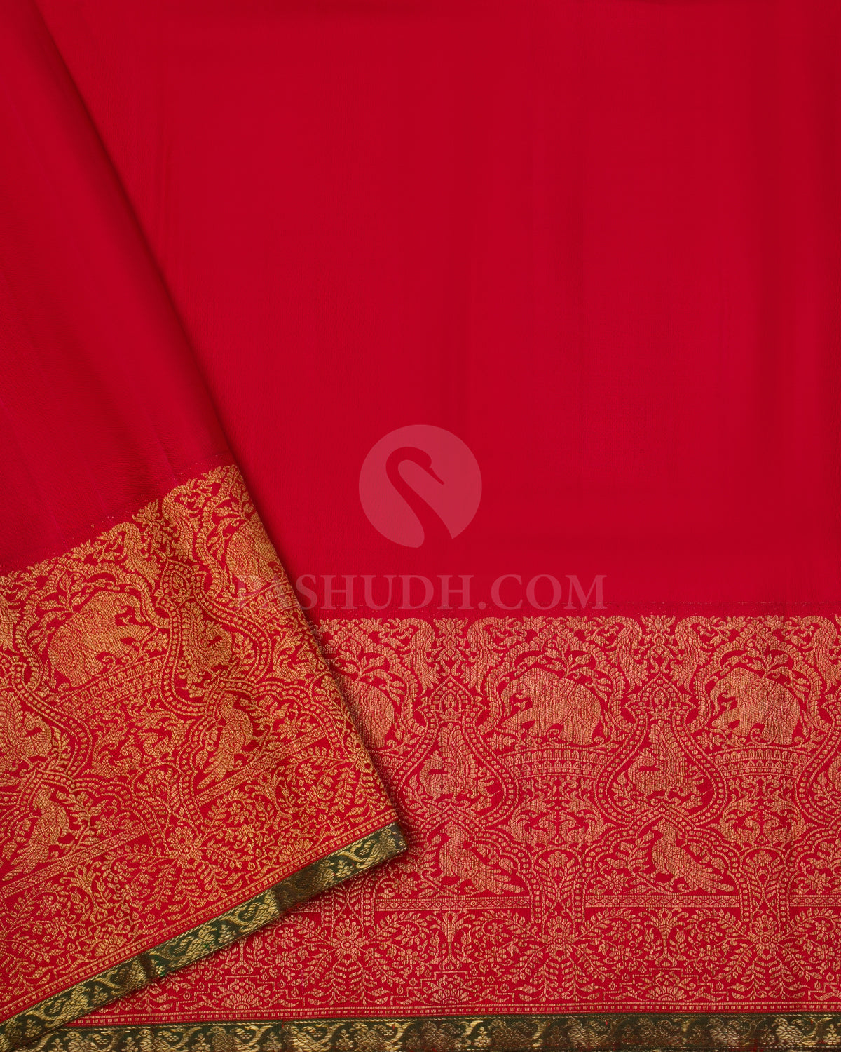 Light Pink & Red Pure Zari Kanjivaram Silk Saree - P135(A) - View 3