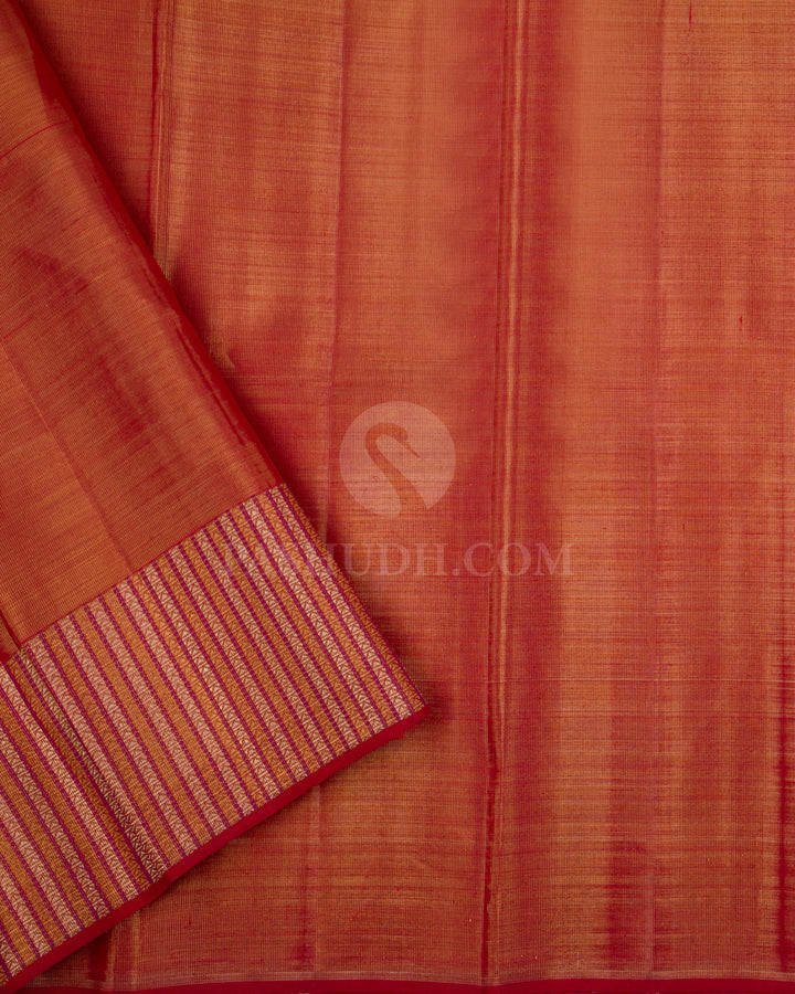 Red Tissue Kanjivaram Silk Saree - S1066(A) - View 3