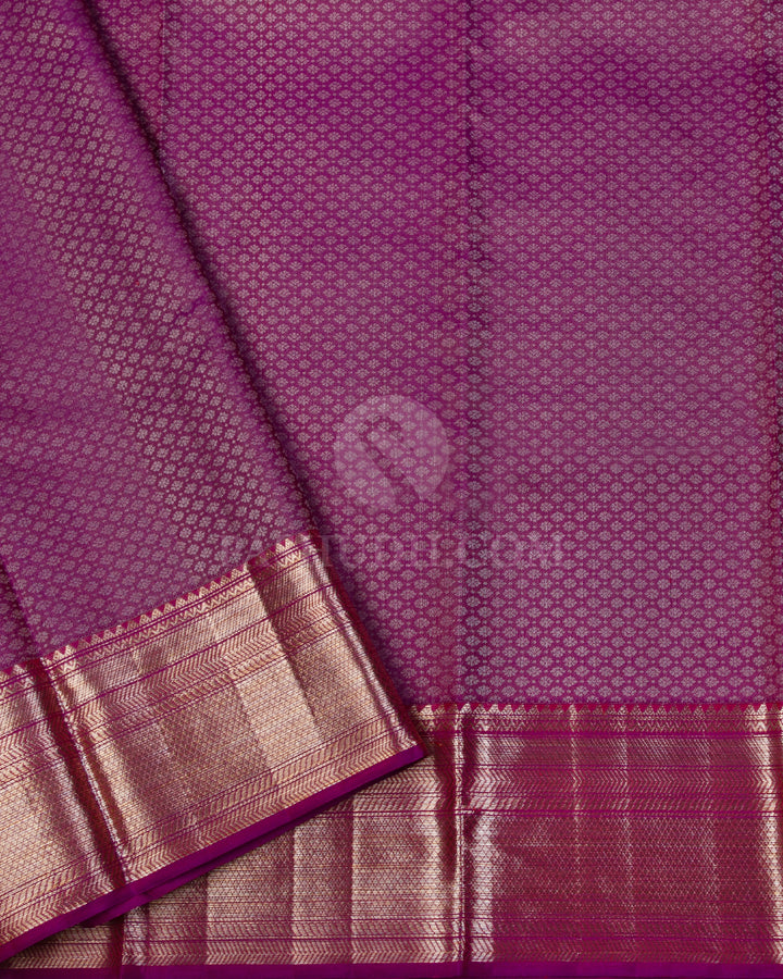 Sunset Orange & Dark Magenta Kanjivaram Silk Saree - D516(A) - View 2