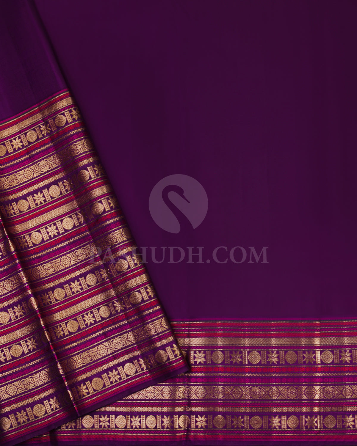 Pista Green and Violet Pure Zari Kanjivaram Silk Saree - S711 - View 3