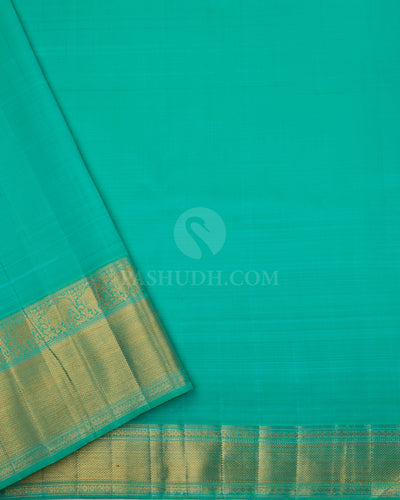 Mint Green and Parrot Green Pure Zari Kanjivaram Silk Saree - P115 - View 4