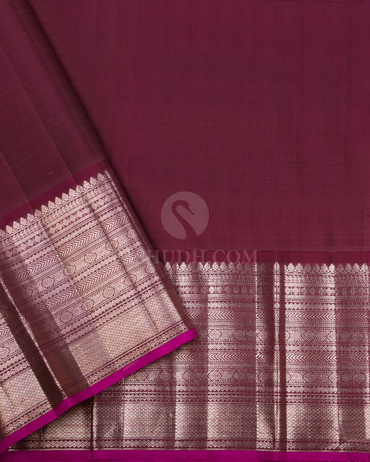 Orange & Arakku Kanjivaram Silk Saree - S885 - View 4