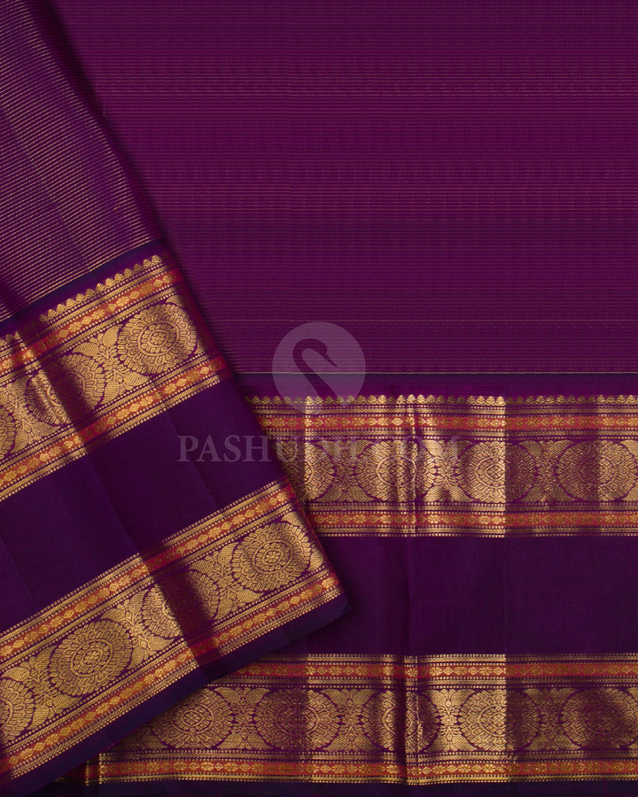 Lavender & Dark Violet Kanjivaram Silk Saree - D16 - View 2
