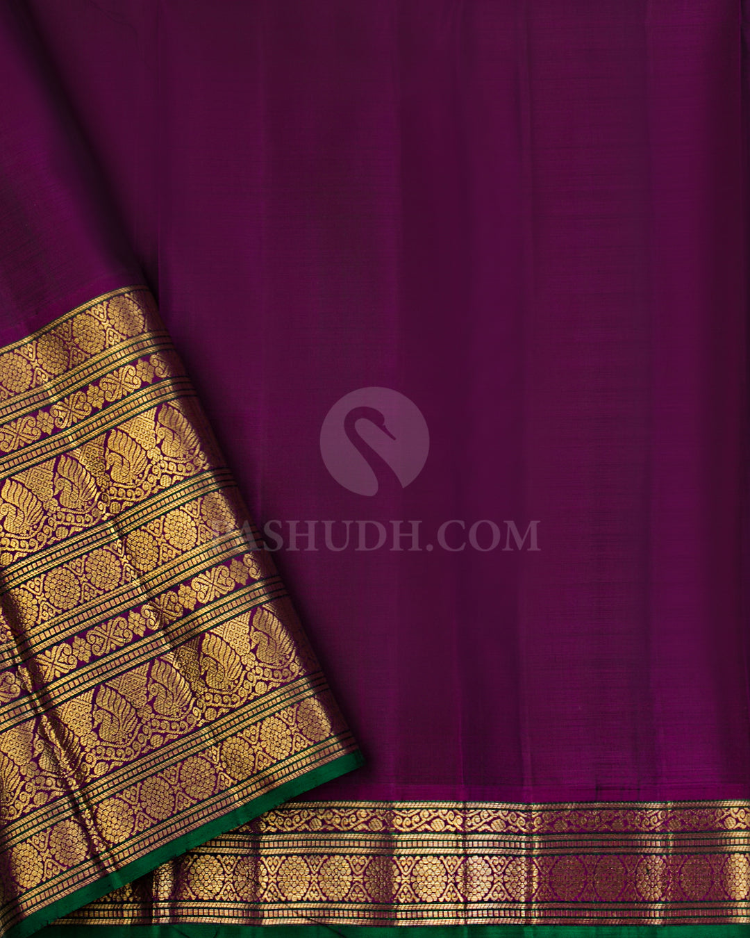 Red & Violet Pure Zari Kanjivaram Silk Saree - P122 - View 4