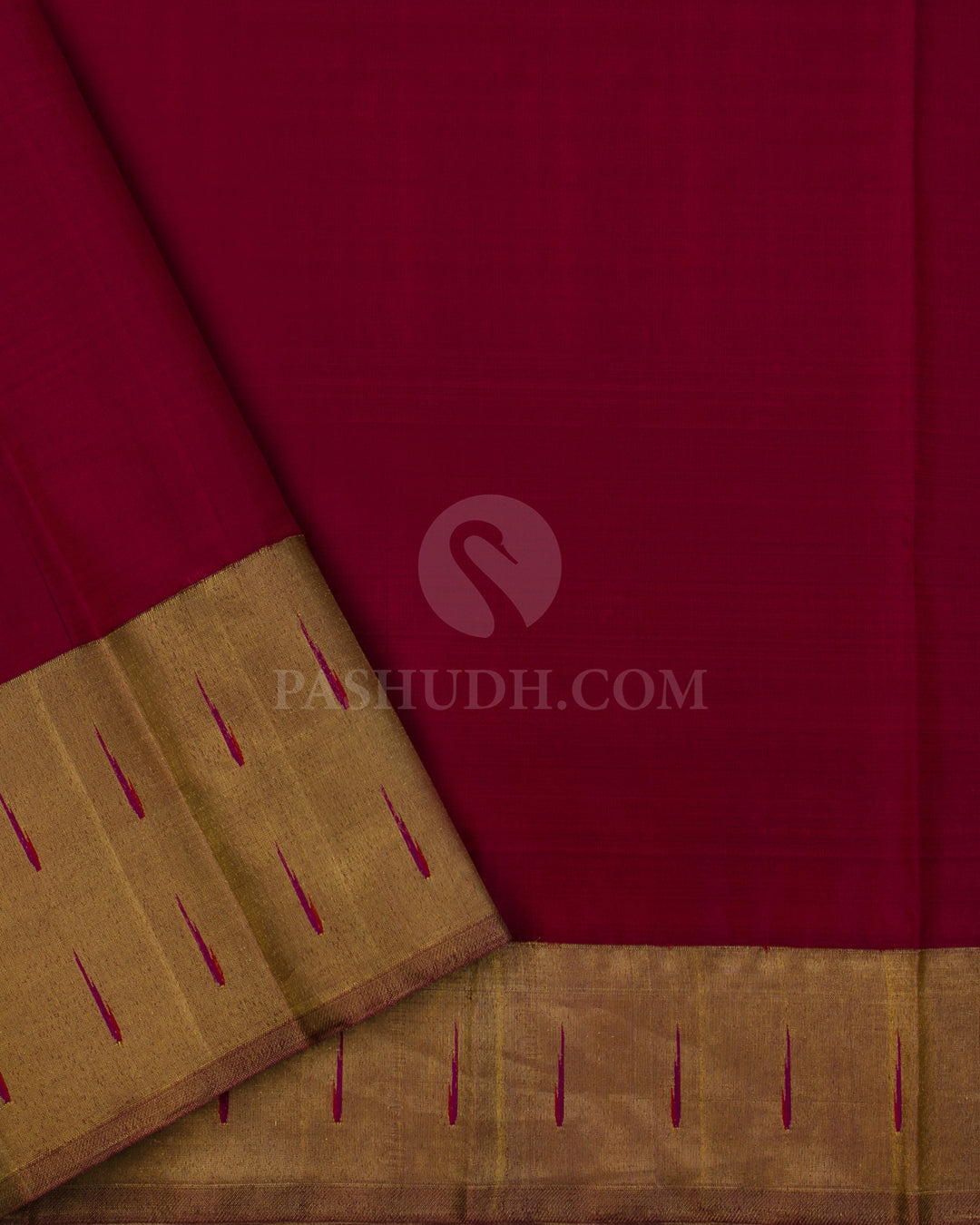 Maroon Pure Zari Kanjivaram Silk Saree with Paithani Border  - P133(A) - View 3
