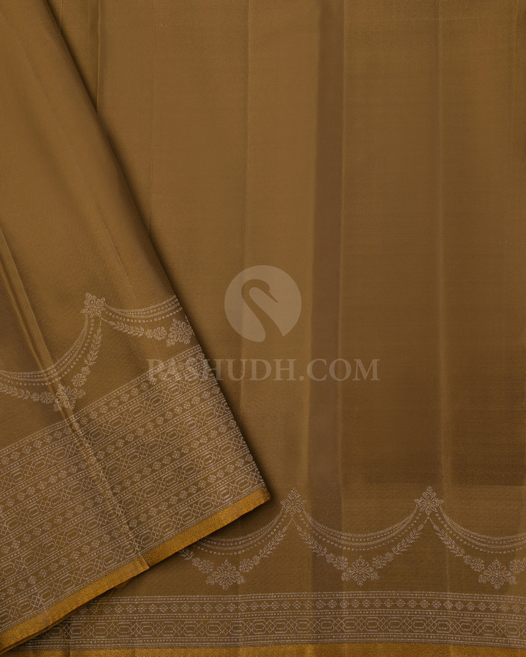 Cream & Golden Mustard Kanjivaram Silk Saree - DJ289(A) - View 2